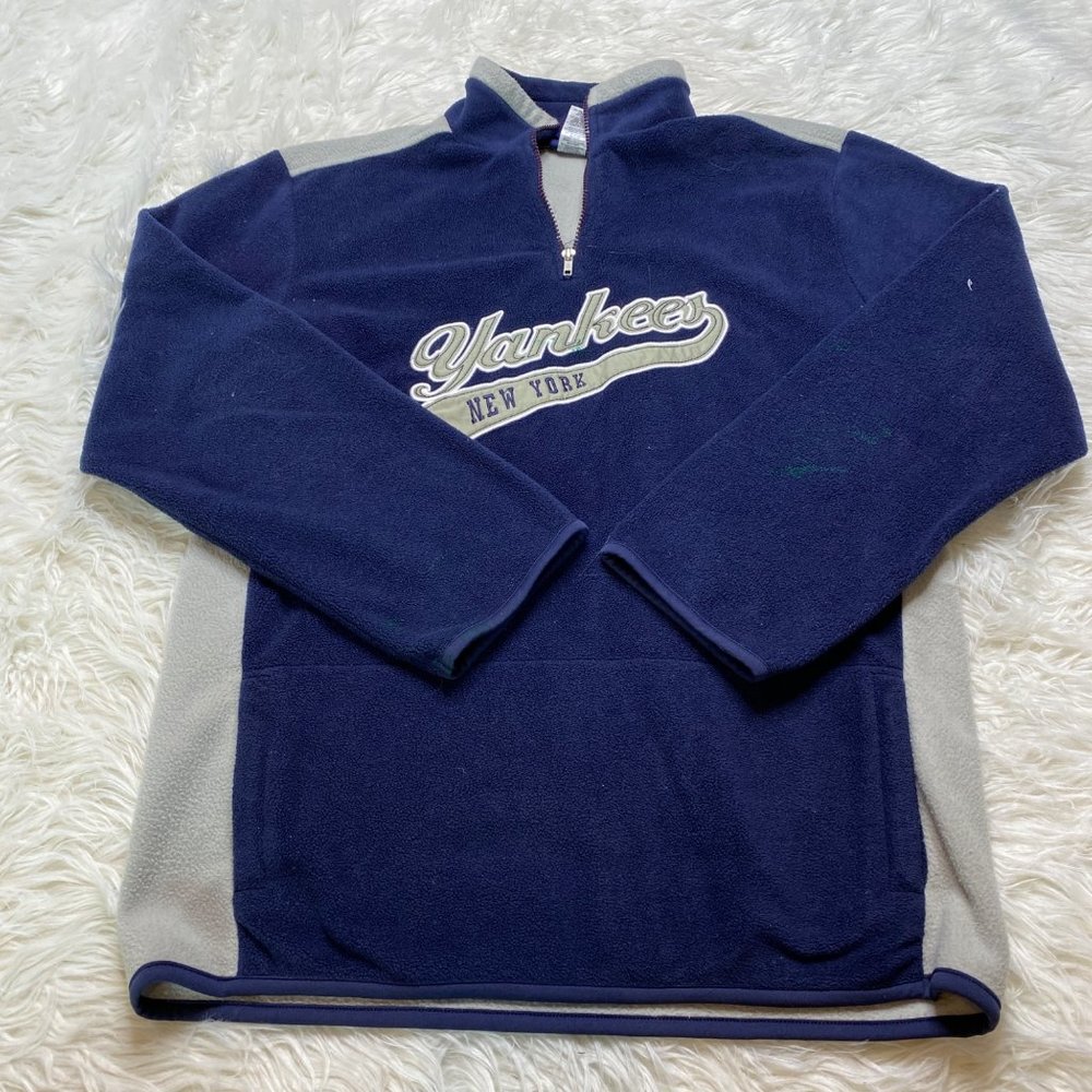 NY Yankees Genuine Merchandise Fleece‎ 1/4 Zip Pullover Jacket Womens Size XL